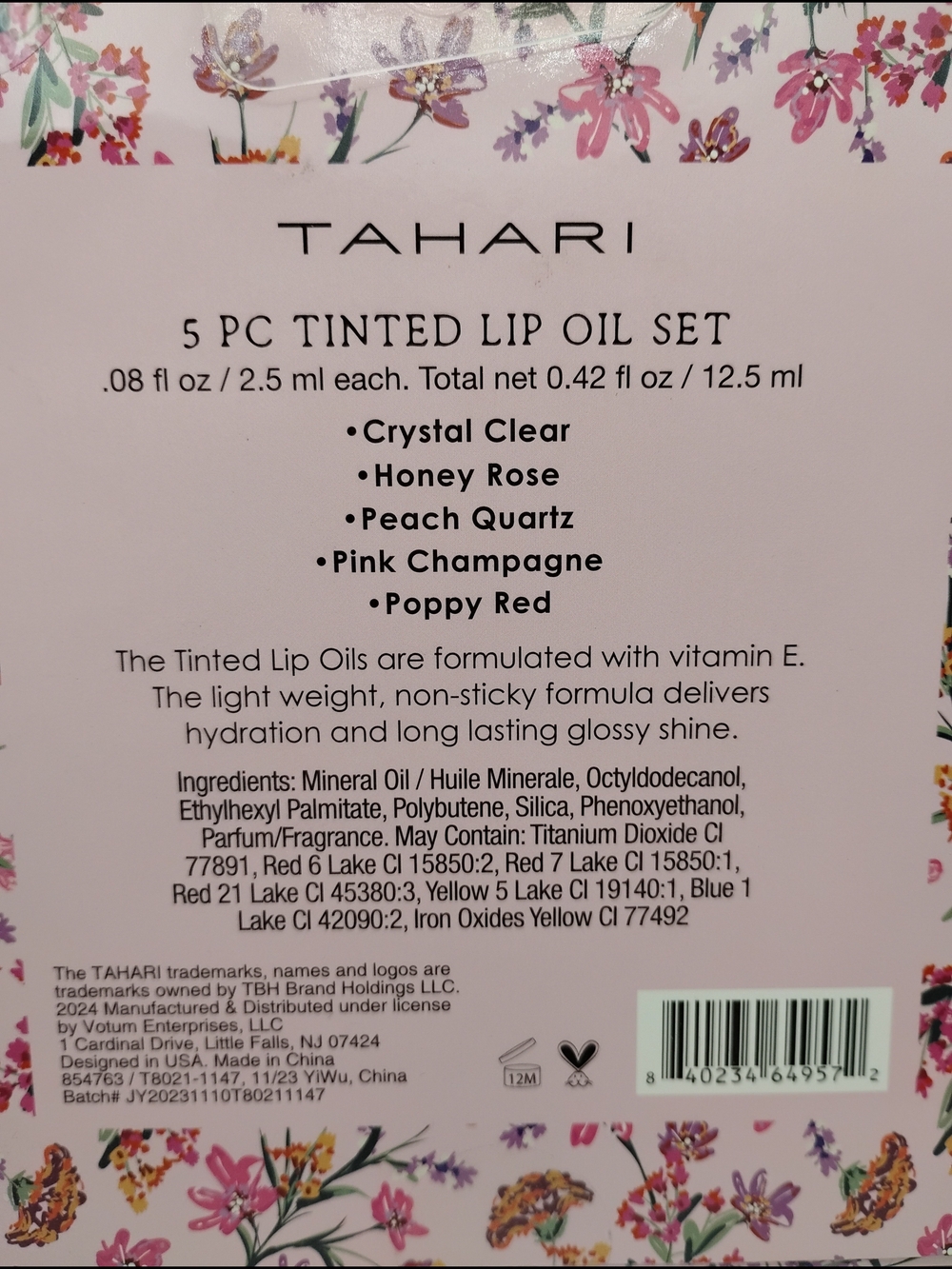 Tahari 5-Pc Hydrating Tinted Lip Oil Set - Picture 2 of 2